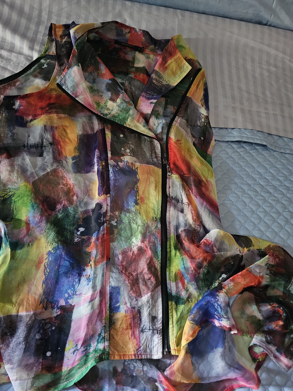 Radzoli Abstract Multi-Color Lightweight Women's Blouse. Size L but Run Small.